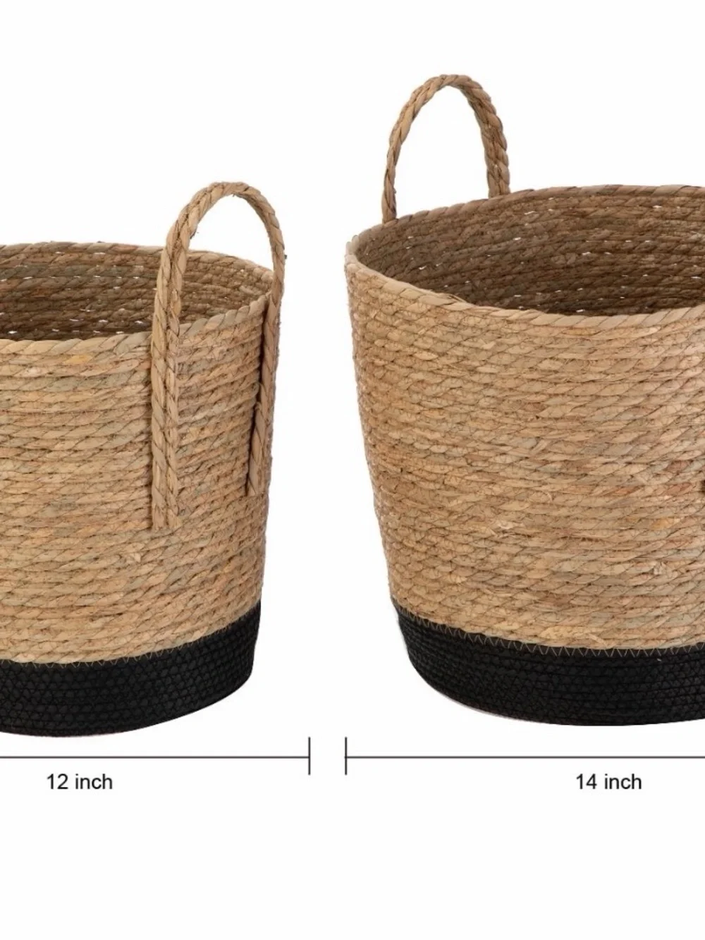 Woven Seagrass Storage Basket with Black Base - Natural